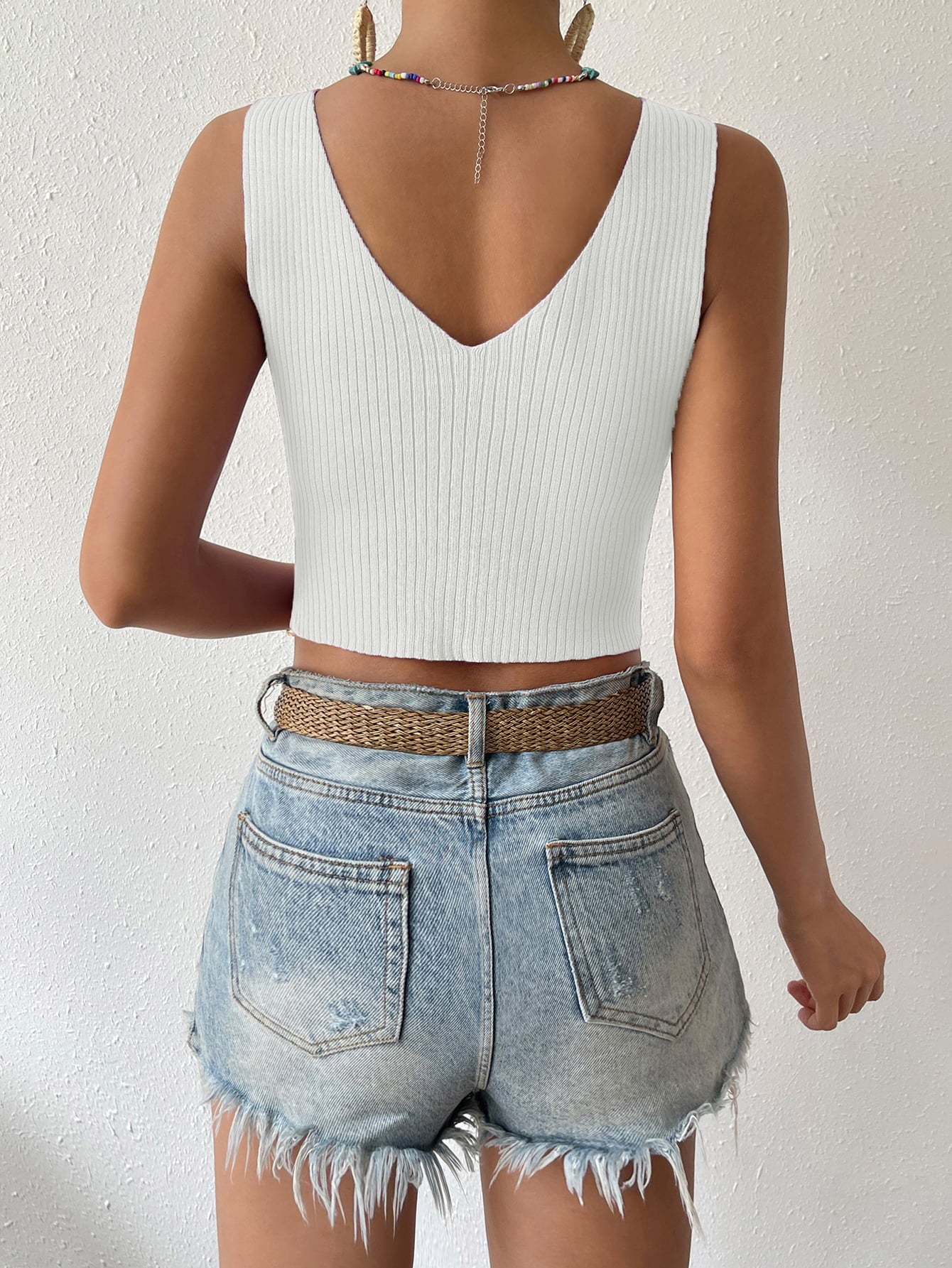 Twisted Cropped Knit Tank Trendsi