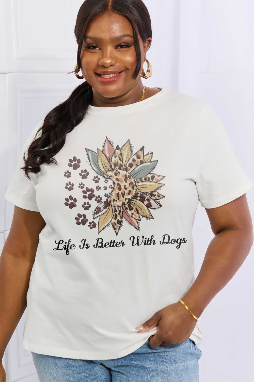 Simply Love Simply Love LIFE IS BETTER WITH DOGS Graphic Cotton Tee