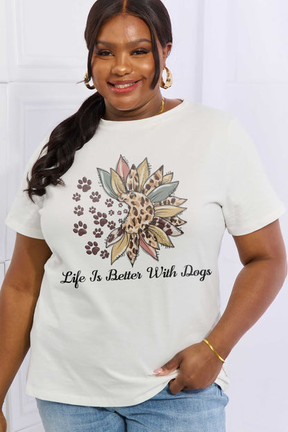 Simply Love Simply Love LIFE IS BETTER WITH DOGS Graphic Cotton Tee