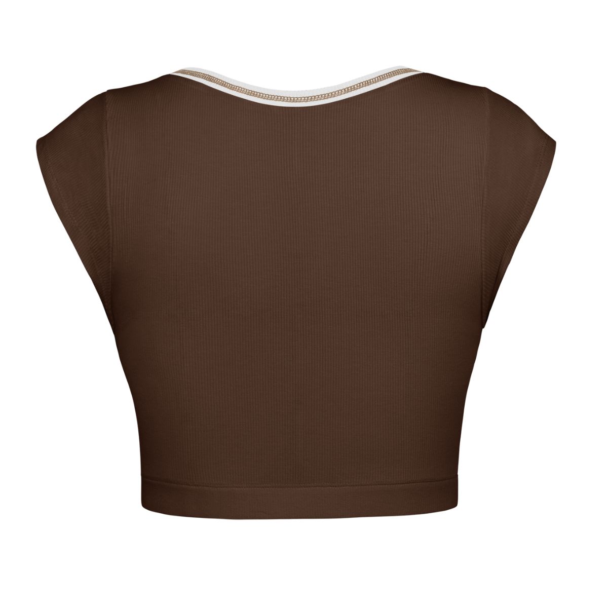 Notched Neck Cap Sleeve Cropped Tee Trendsi