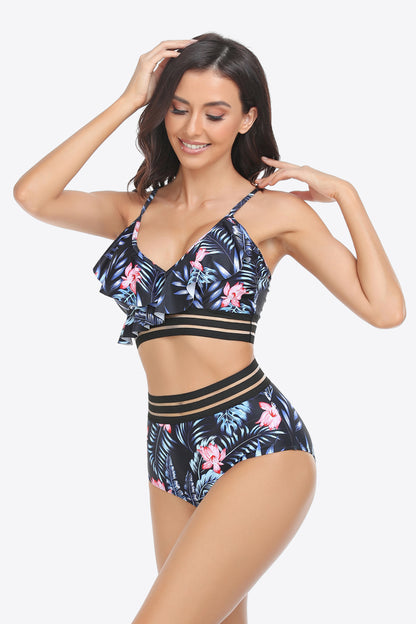 Ruffled Plunge Bikini Set Trendsi