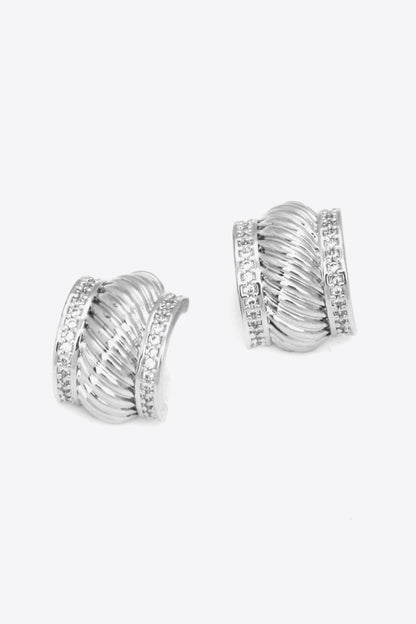 Textured Polished C-Hoop Earrings Trendsi