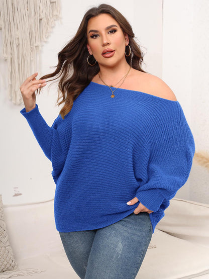 Boat Neck Batwing Sleeve Sweater