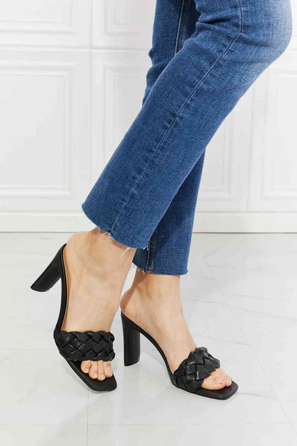 Top of the World Braided Block Heel Sandals-Black