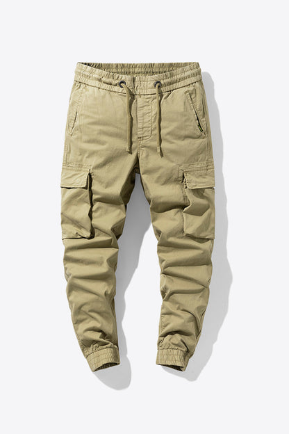 Men's Drawstring Elastic Waist Cargo Joggers Trendsi