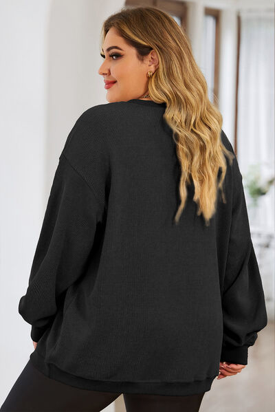 Plus+ Lip Ribbed Round Neck Sweatshirt