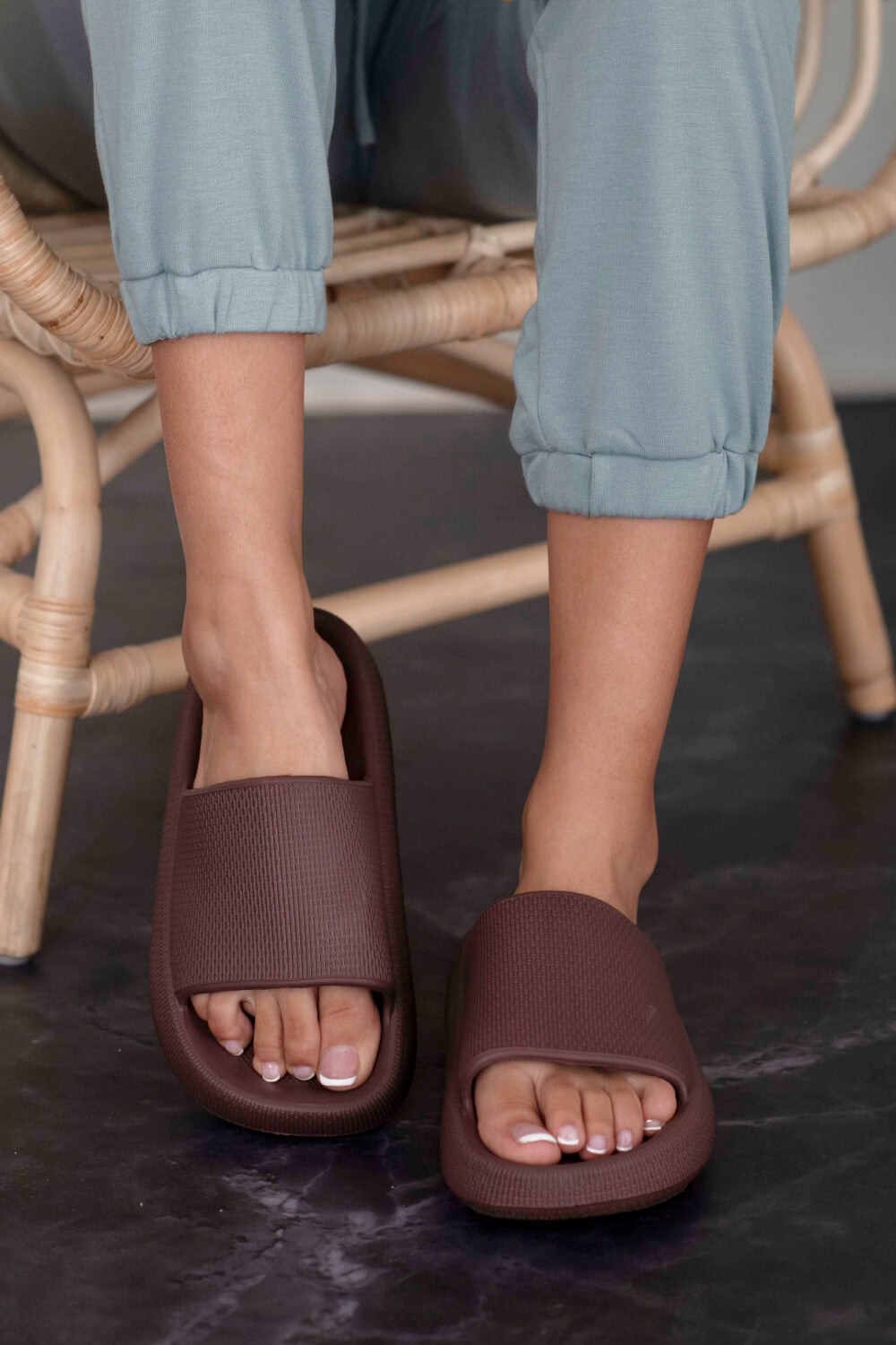 Go All Out Slide-On Sandals in Brown Trendsi