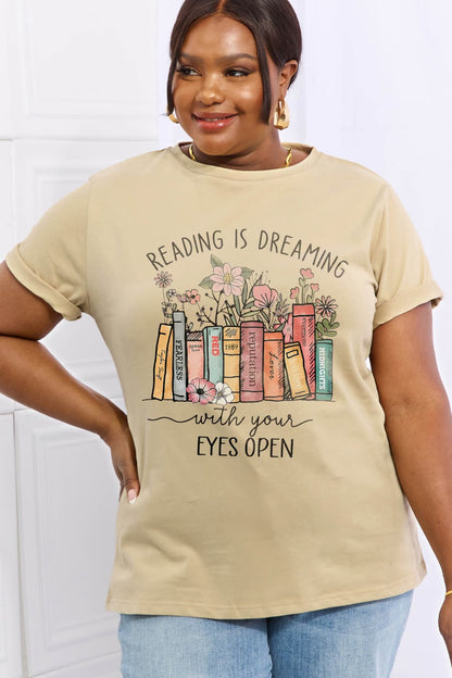 Simply Love READING IS DREAMING WITH YOUR EYES OPEN Graphic Cotton Tee