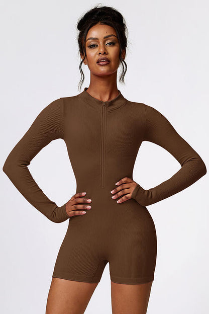 Half Zip Long Sleeve Sports Romper