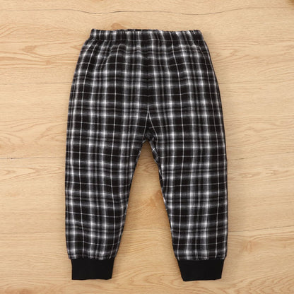 Kids Animal Graphic Sweatshirt and Plaid Joggers Set Trendsi