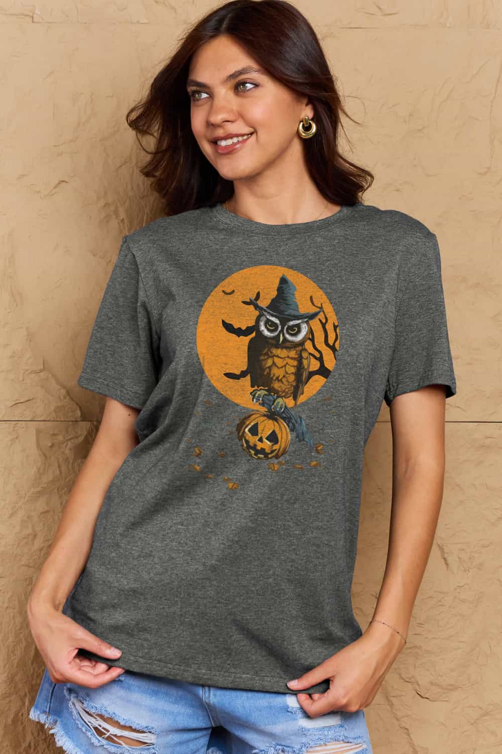 Simply Love Holloween Theme Graphic Cotton T-Shirt