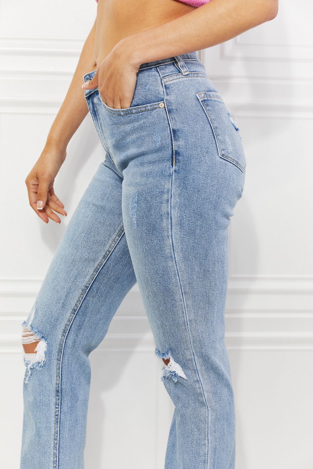 Abby High Rise Slim Straight Jeans Trendsi