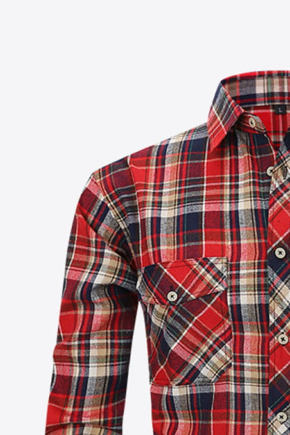 Men's Plaid Button-Up Long Sleeve Shirt Trendsi