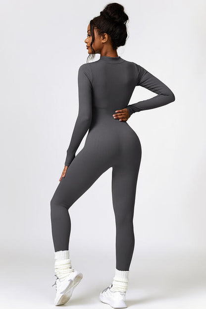 Half Zip Long Sleeve Active Sports Jumpsuit