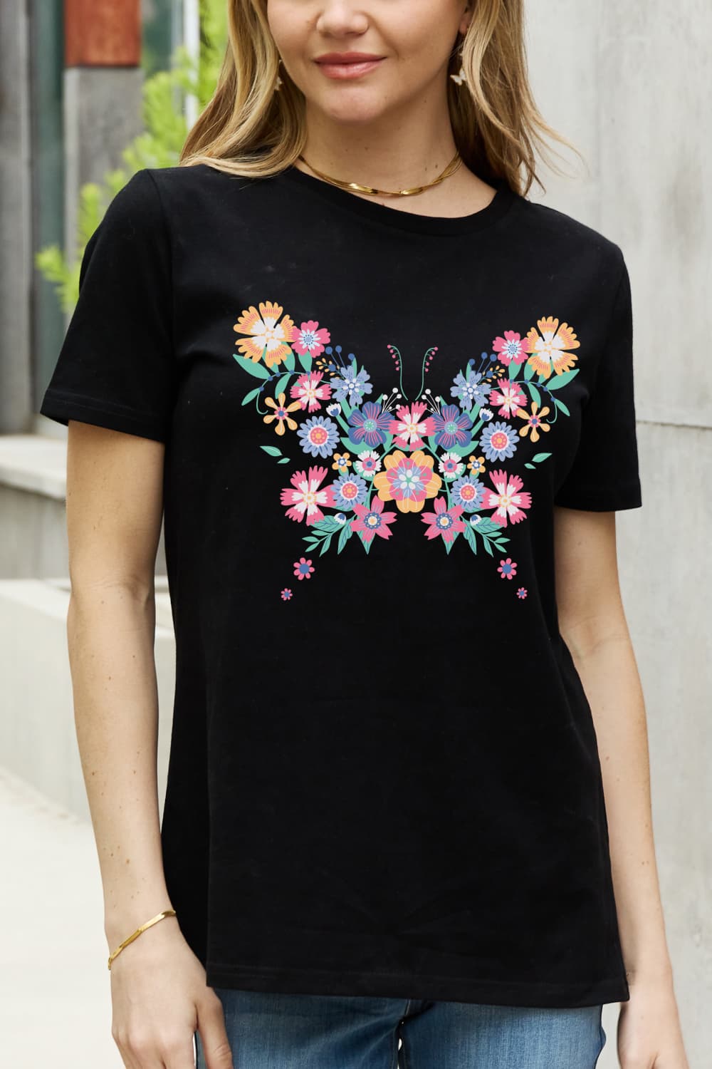 Simply Love Simply Love Flower Butterfly Graphic Cotton Tee