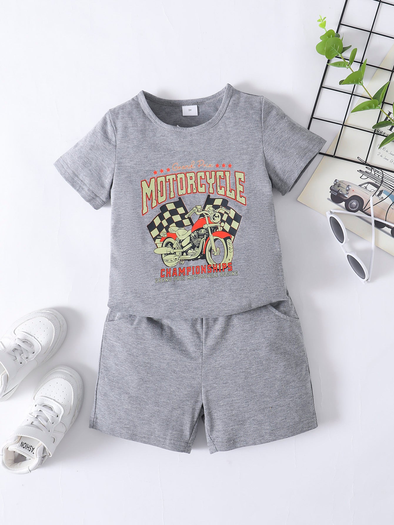 Boys CHAMPIONSHIPS Graphic Tee and Shorts Set Trendsi