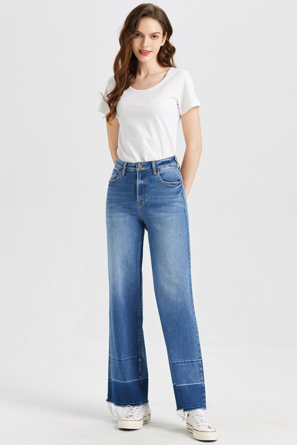 BAYEAS High Waist Cat's Whisker Wide Leg Jeans