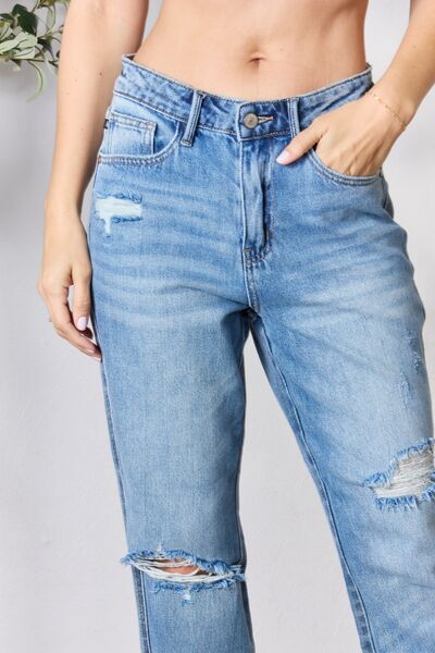 Judy Blue Distressed Raw Hem Straight Jeans