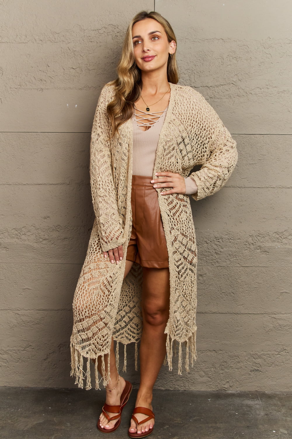 HEYSON Boho Chic Western Knit Fringe Cardigan