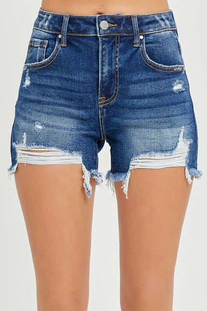 RISEN High Rise Distressed Denim Shorts