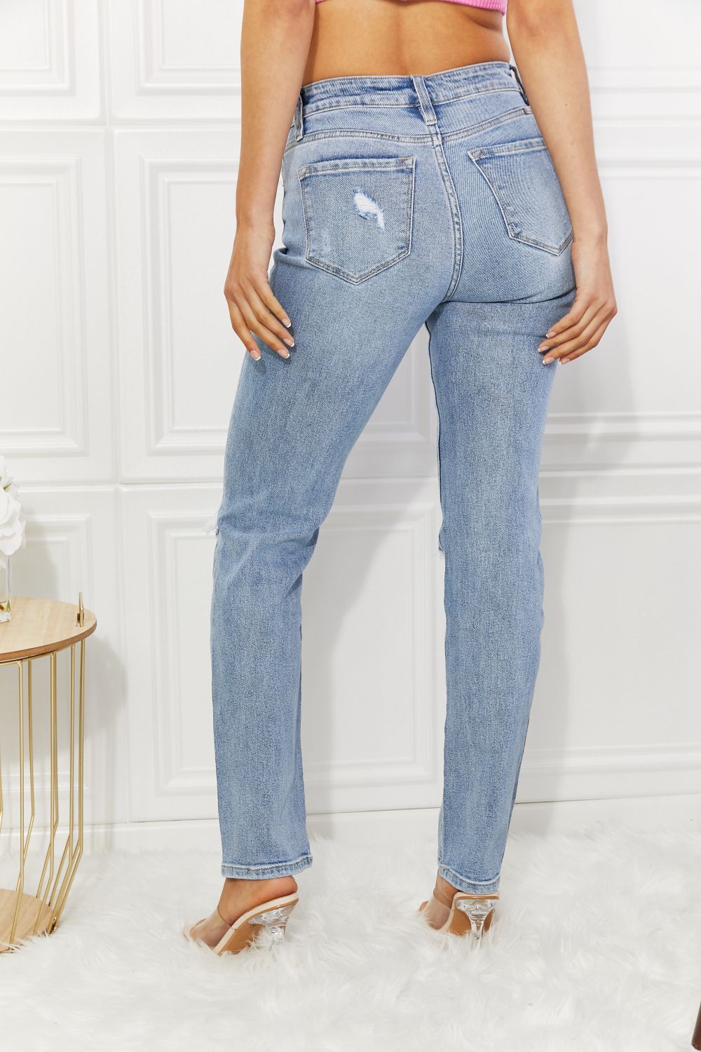 Abby High Rise Slim Straight Jeans Trendsi