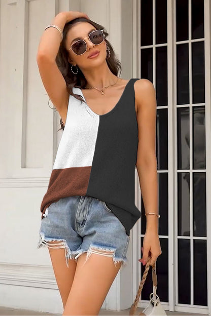 Color Block Knit Tank Top