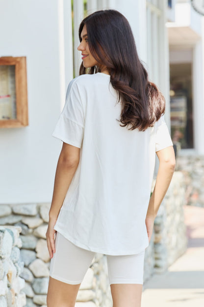 My Go-To T-Shirt and Biker Shorts Lounge Set in White Trendsi