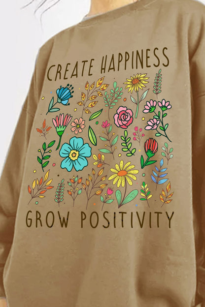 Simply Love CREATE HAPPINESS  GROW POSITIVITY Graphic Sweatshirt