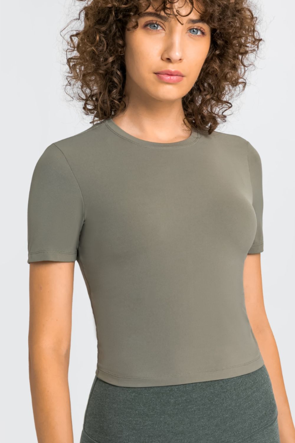 Round Neck Short Sleeve Yoga Tee Trendsi