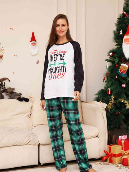 Graphic Top and Plaid Pants Set