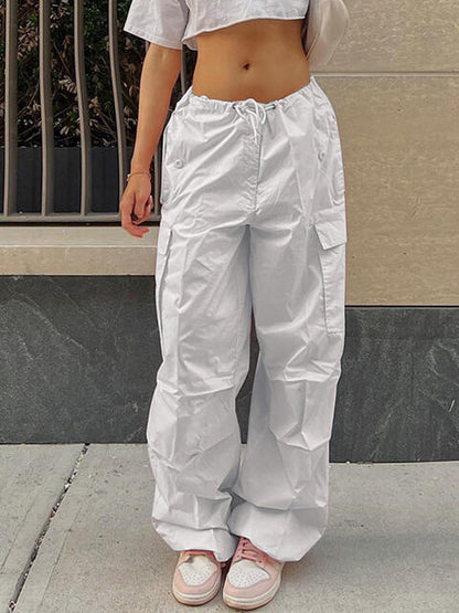 Drawstring Waist Parachute Pants