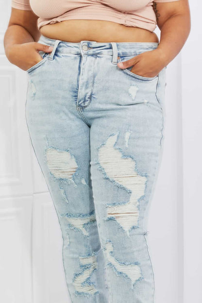 Tiana High Waisted Distressed Skinny Jeans Trendsi