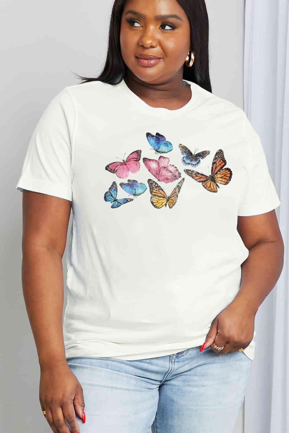 Simply Love Butterfly Graphic Cotton Tee