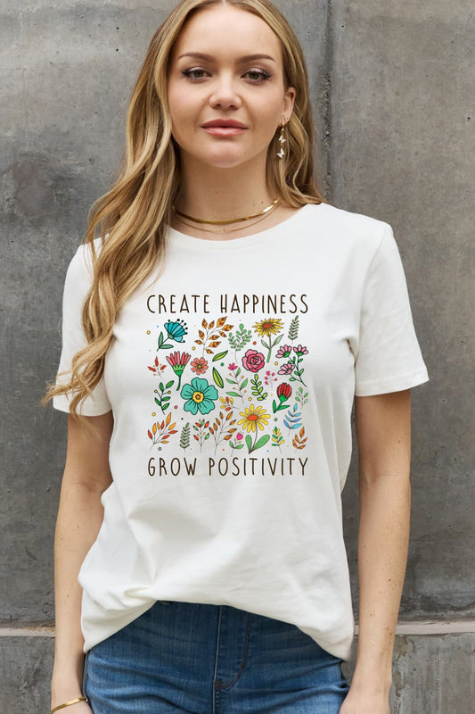 Simply Love CREATE HAPPINESS GROW POSITIVITY Graphic Cotton Tee