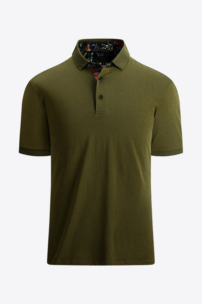 Men's Quarter-Button Short Sleeve Polo Shirt Trendsi