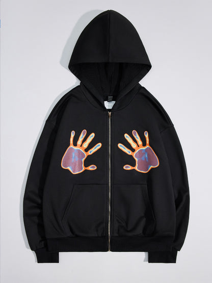 Graphic Zip-Up Hooded Jacket