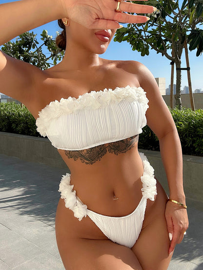 Applique Tie Back Two-Piece Bikini Set Trendsi