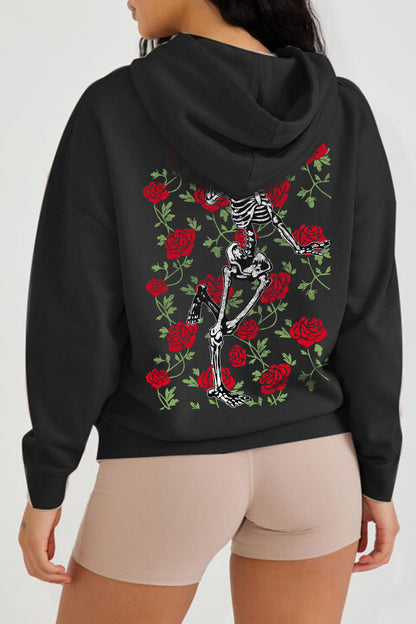 Simply Love Simply Love Rose and Skeleton Graphic Hoodie