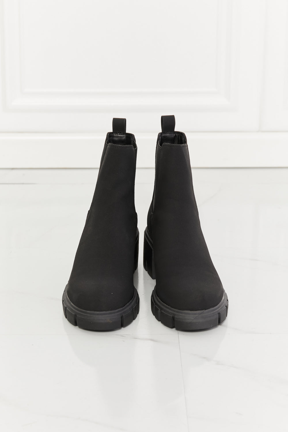 Work For It Matte Lug Sole Chelsea Boots in Black Trendsi