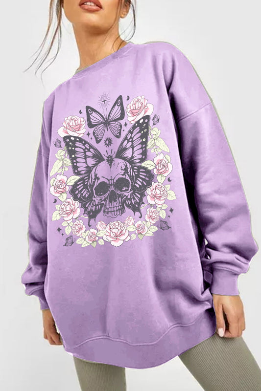 Simply Love Simply Love  Skull Butterfly Graphic Sweatshirt