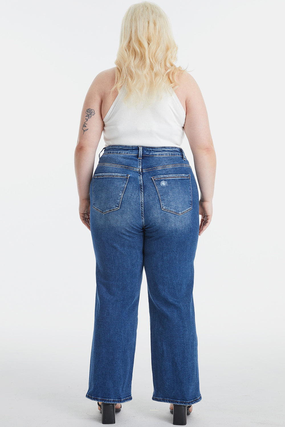 BAYEAS High Waist Two-Tones Patched Wide Leg Jeans