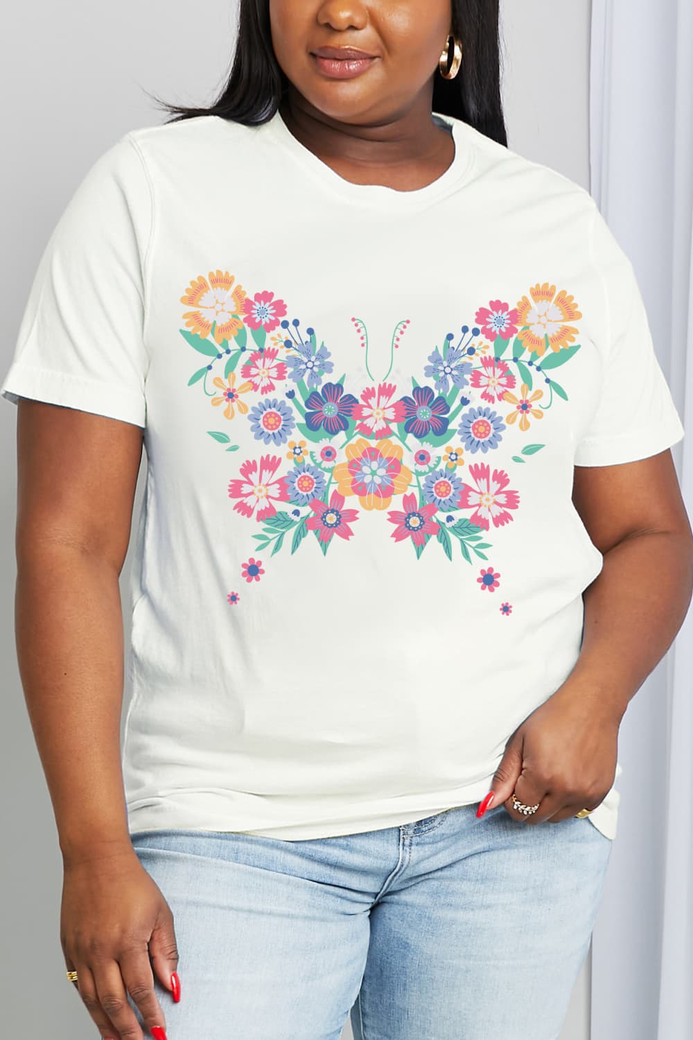 Simply Love Simply Love Flower Butterfly Graphic Cotton Tee