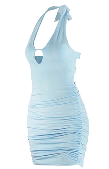 Halter Neck Ruched Dress