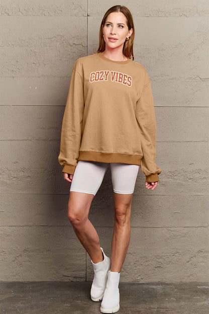 Simply Love Full Size COZY VIBES Graphic Sweatshirt