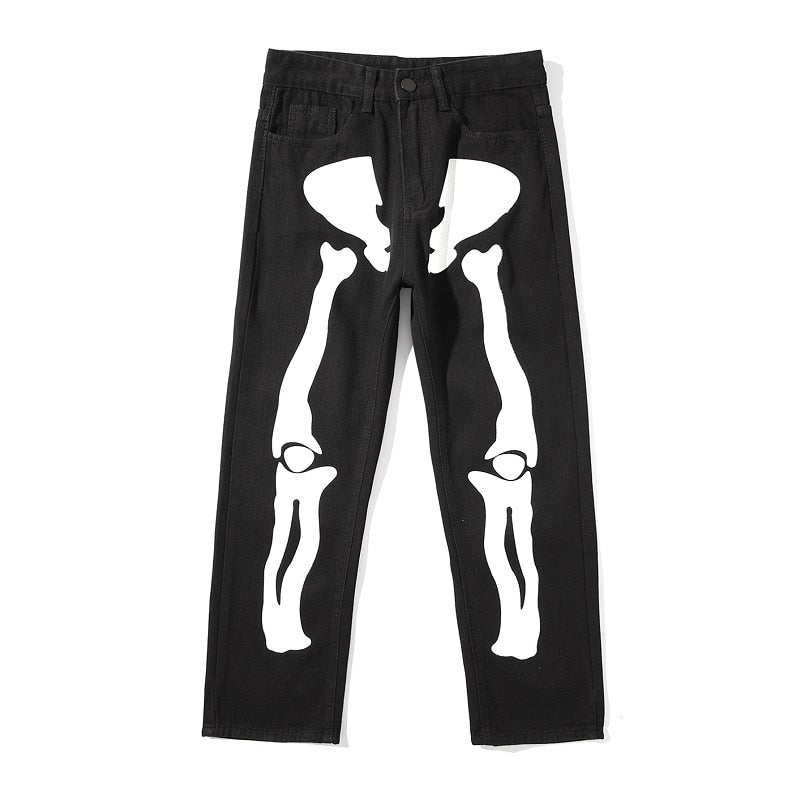 Men's Wide Leg Skeleton Print Jeans Lola’s Hidden Gem