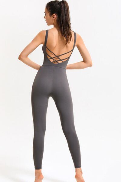 Crisscross Sleeveless Active Jumpsuit