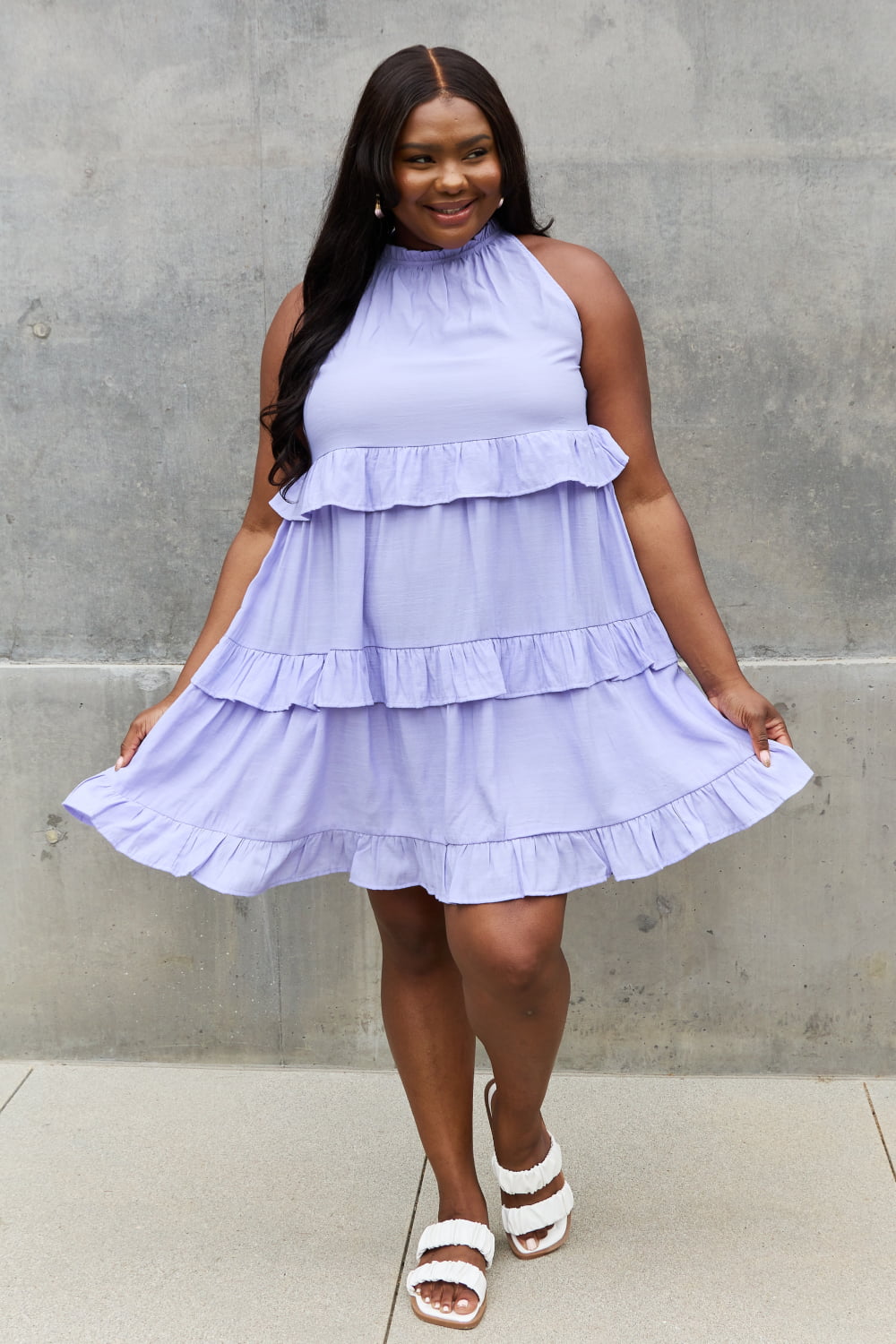 Relaxed Doll Halter Dress Trendsi