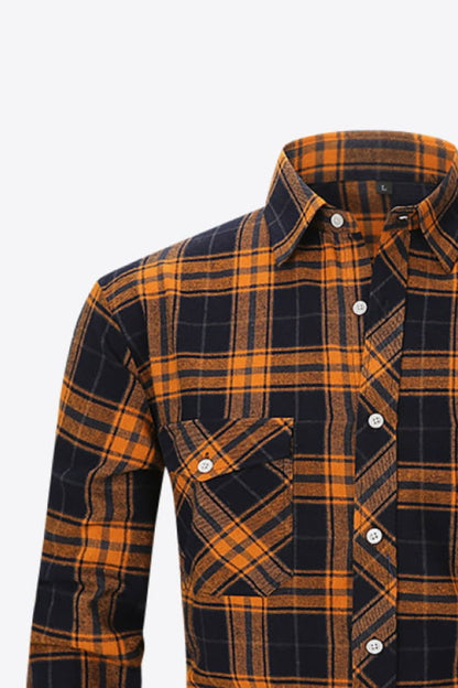 Men's Plaid Button-Up Long Sleeve Shirt Trendsi