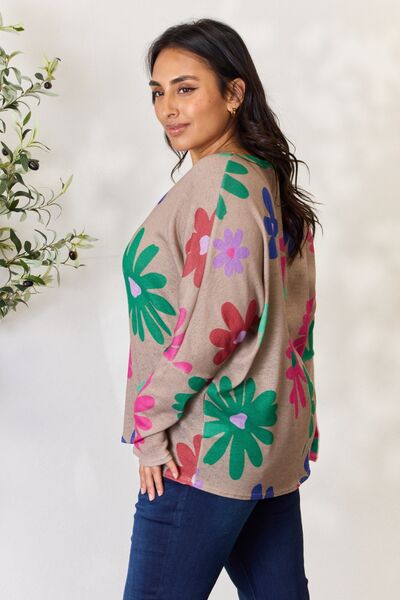 Hopely Floral V-Neck Long Sleeve Top