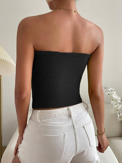 Sweetheart Neck Knit Tube Top Trendsi